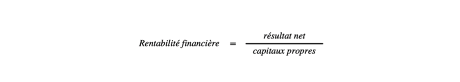 Formule de calcul de la rentabilité financière dans le cadre de l'analyse financière de l'entreprise.  