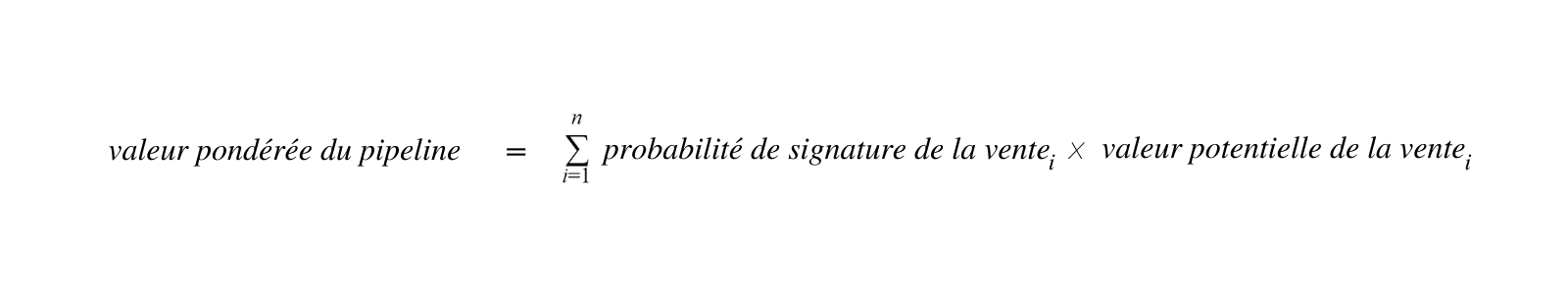 Formule de la valeur pondérée du pipeline