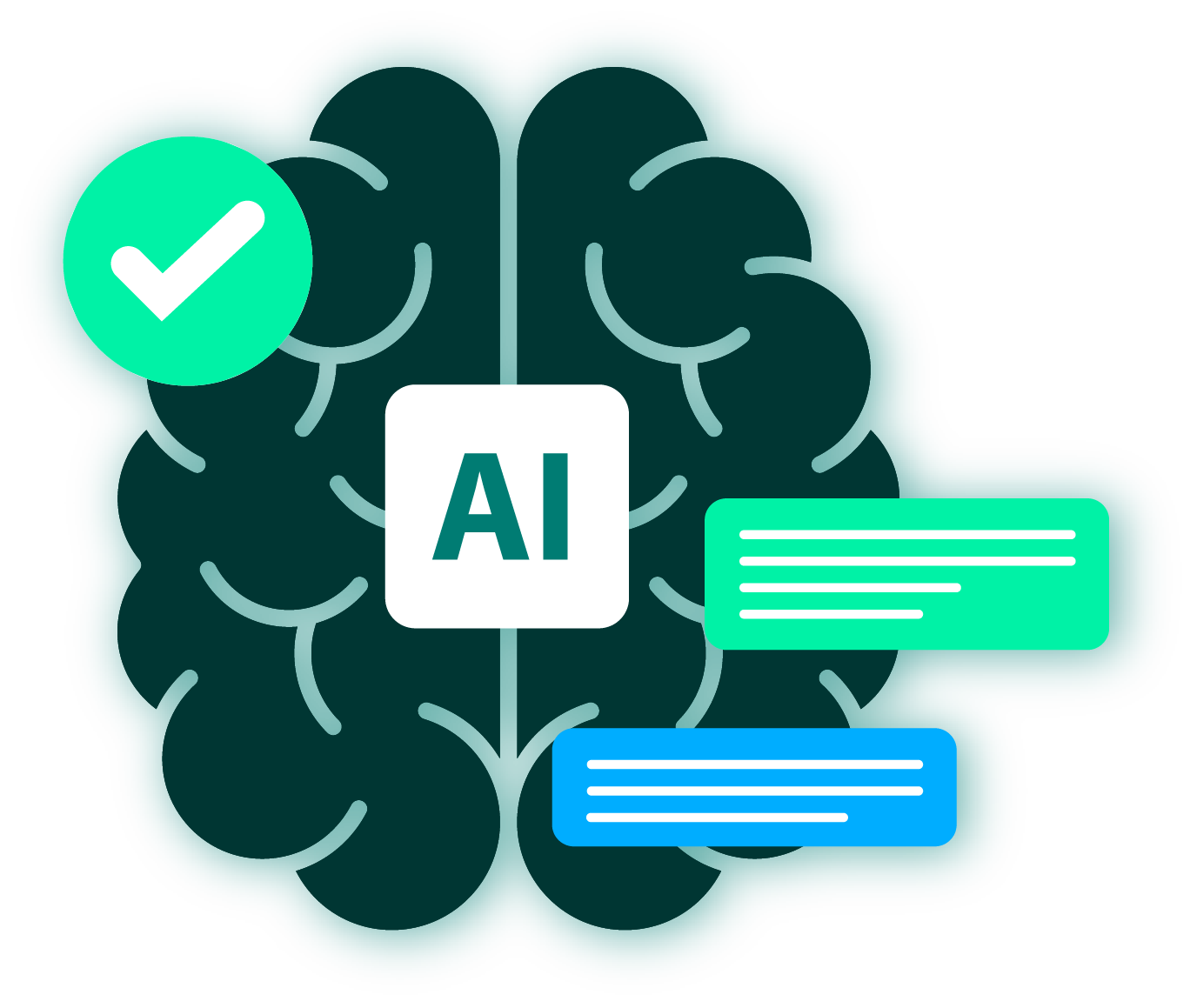 Illustration: an AI brain powered by validated data