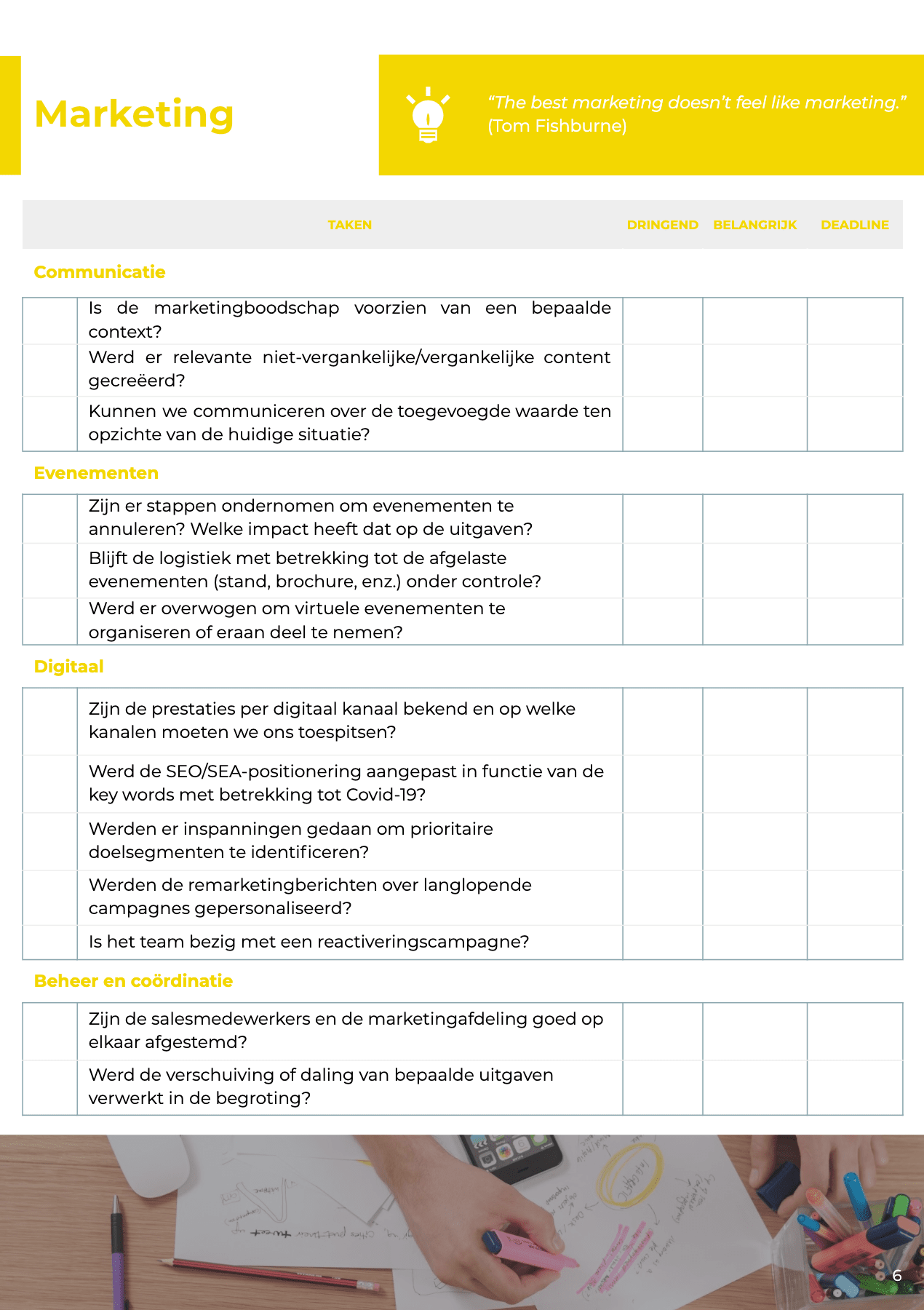 Marketing checklist