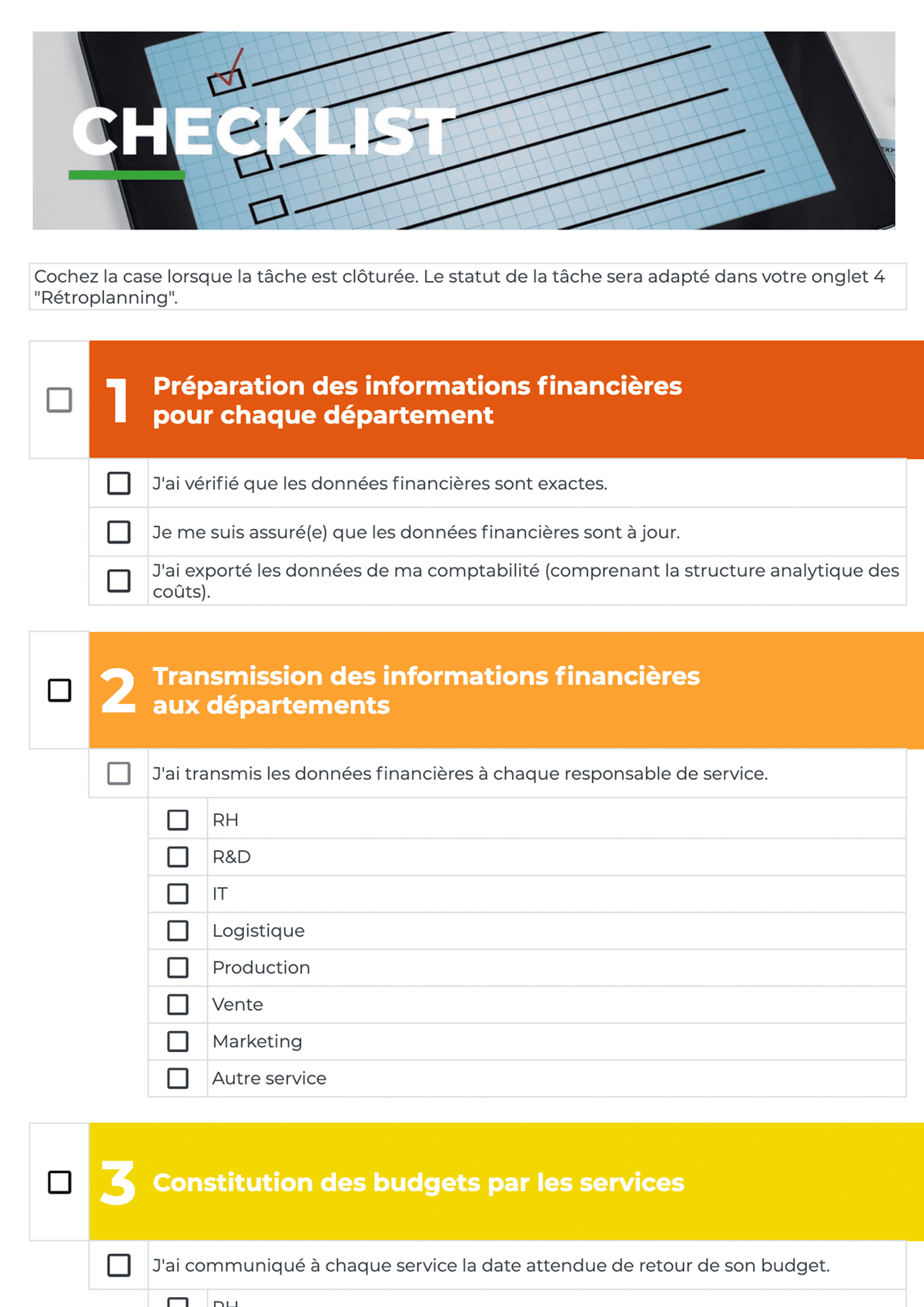 Aperçu de la checklist dans la boîte à outils EMAsphere