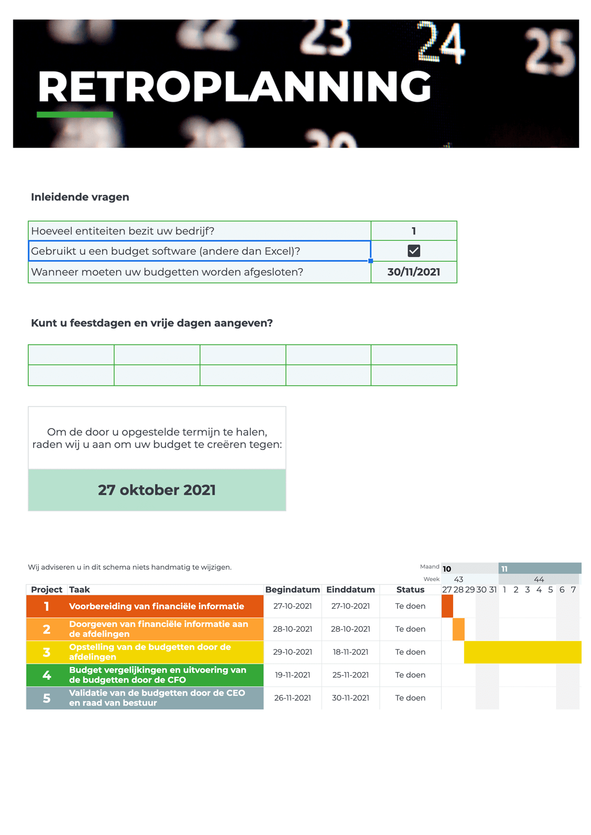 Pagina retroplanning