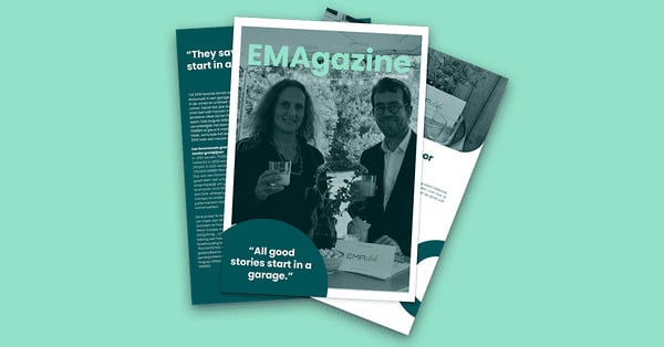 EMAgazine cover met Heidi Rakels en Hugues Williamson